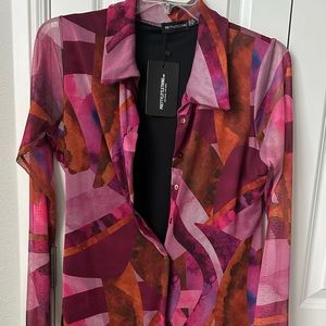 Pink multicolored shirt dress